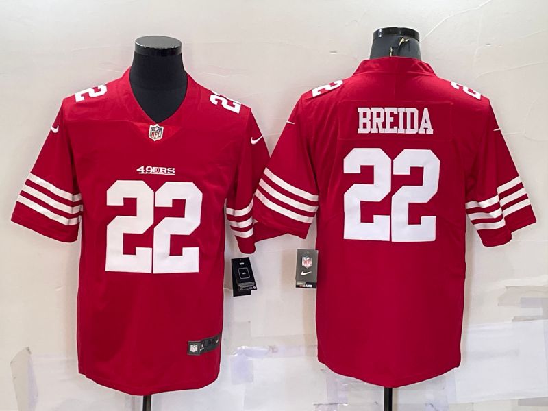 Men San Francisco 49ers 22 Breida Red New 2022 Nike Limited Vapor Untouchable NFL Jersey